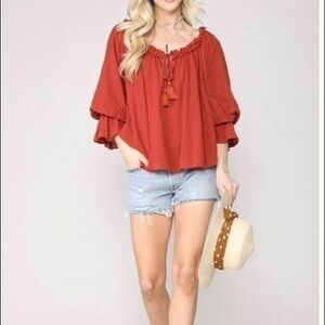 Free People Flowy Tie-Front Shirt